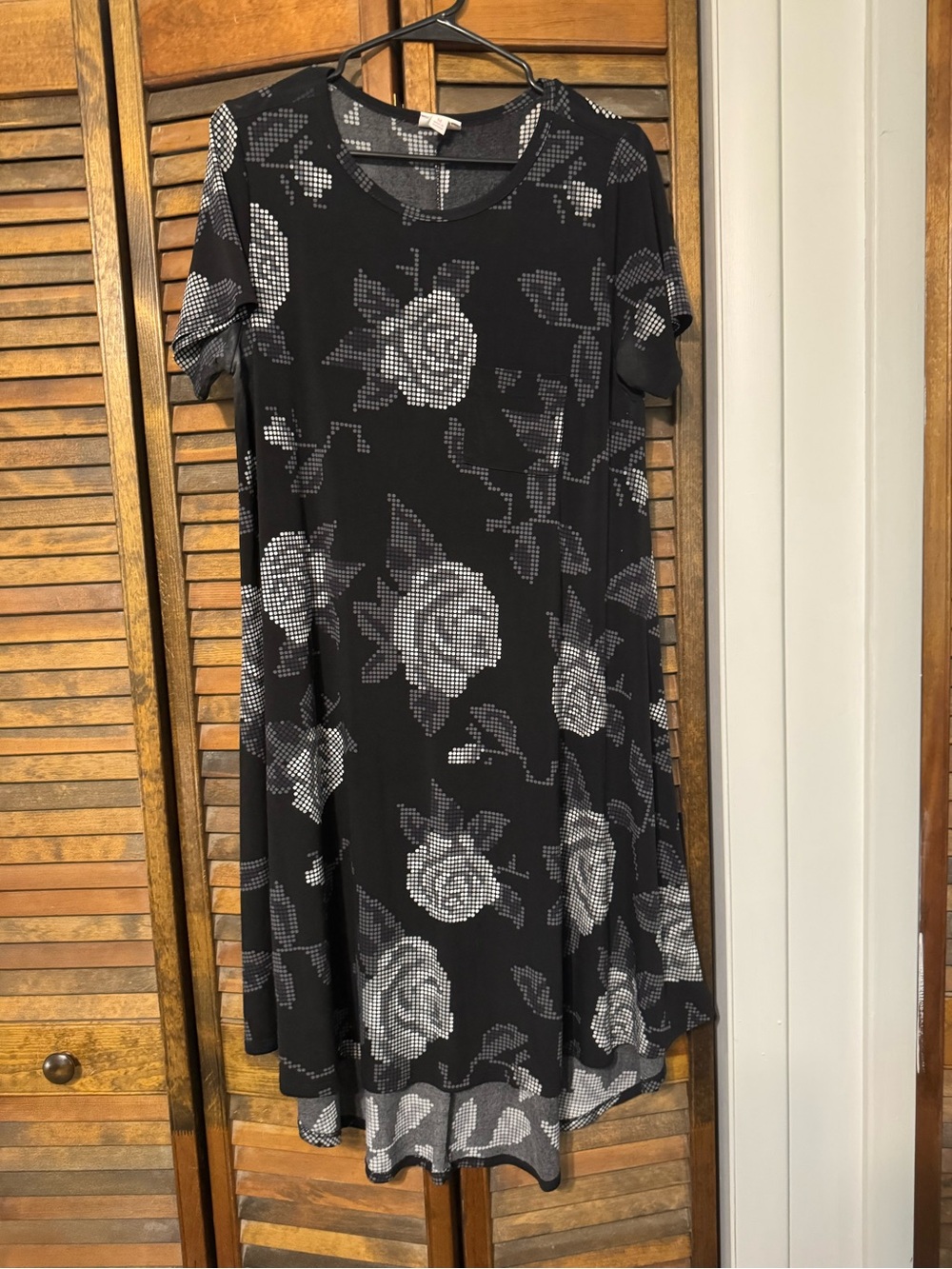 LuLaRoe Black and White Floral Midi Swing Dress